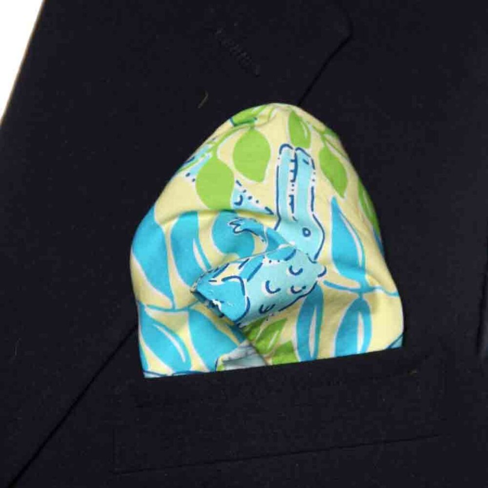 Hand Stitched Cotton Pocket Square Mimosa Everglades Pattern Fabric Men's - Picture 2 of 3
